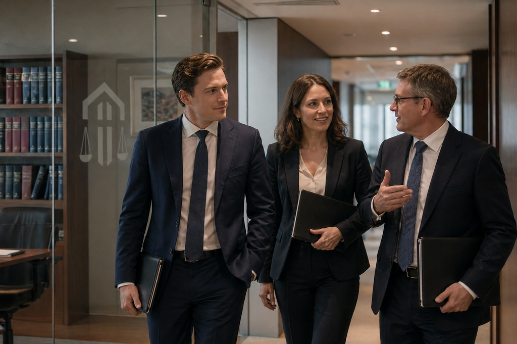 Anwaltsteam von Waldersberg und Partner bei einer Besprechung zum internationalen Wirtschaftsrecht