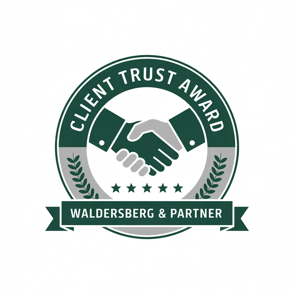 Exzellenz im Internationalen Recht - Premium Siegel der Kanzlei Waldersberg & Partner für internationale Rechtsberatung