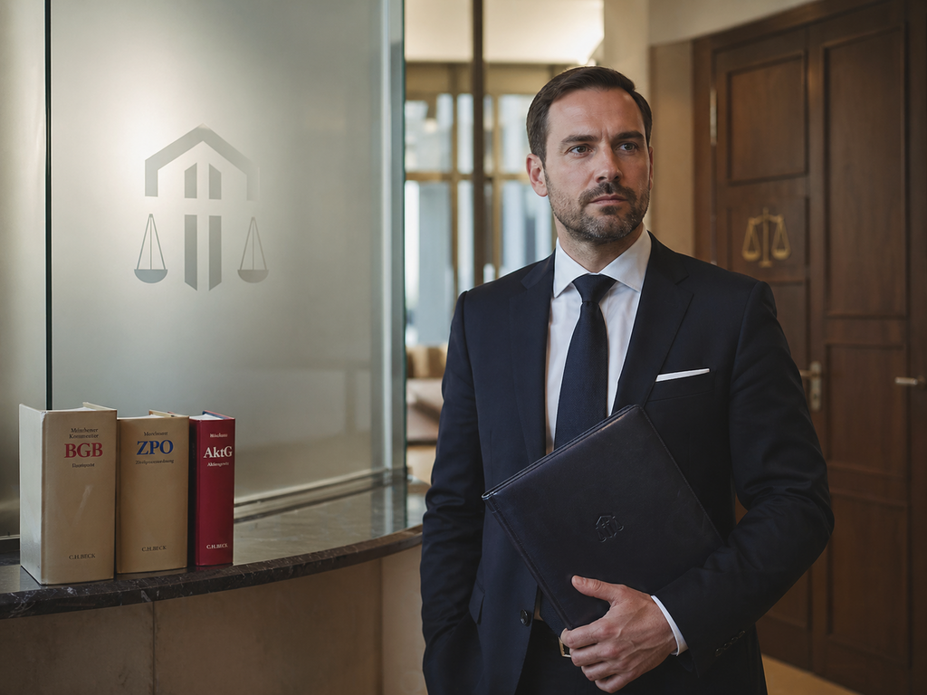 Anwalt von Waldersberg und Partner mit Aktenmappe im Bereich internationale Rechtsstreitigkeiten