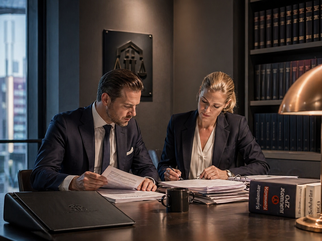 Anwaltsteam von Waldersberg und Partner bei einer Besprechung zur Forderungsdurchsetzung und Vermögenssicherung
