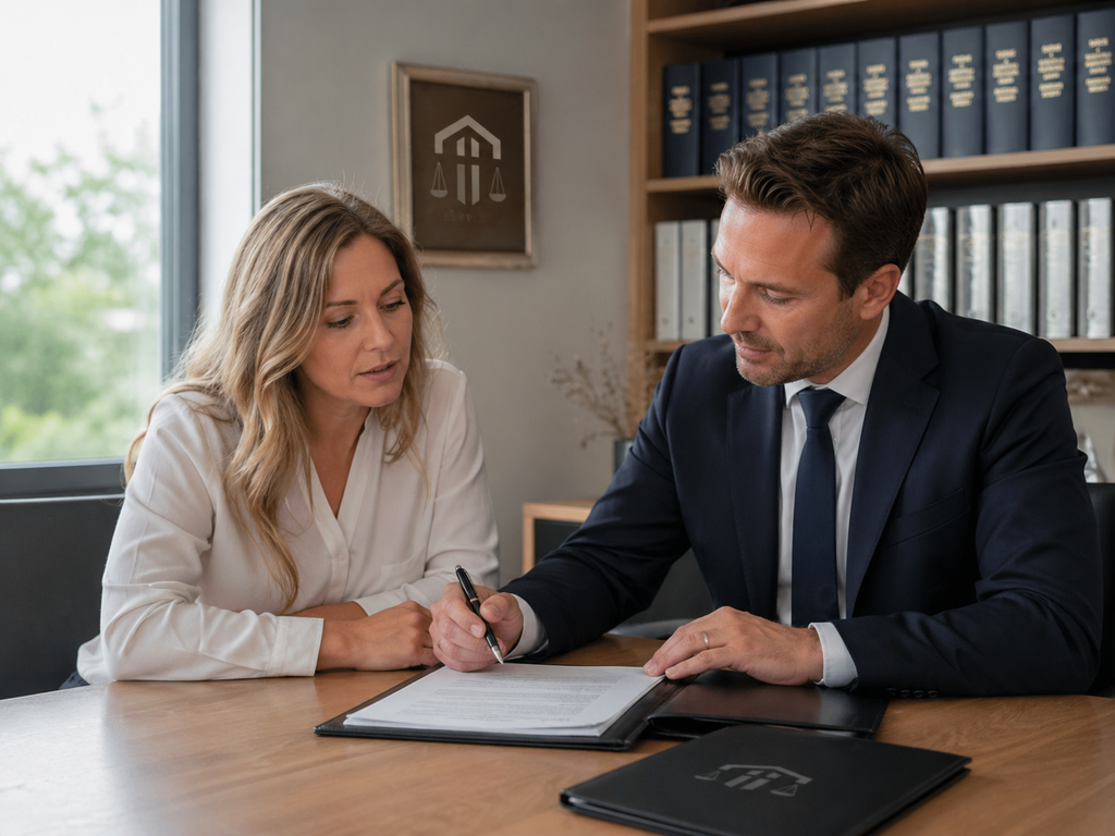 Vertrauliches Gespräch zwischen Anwalt und Privatperson bei Waldersberg und Partner
